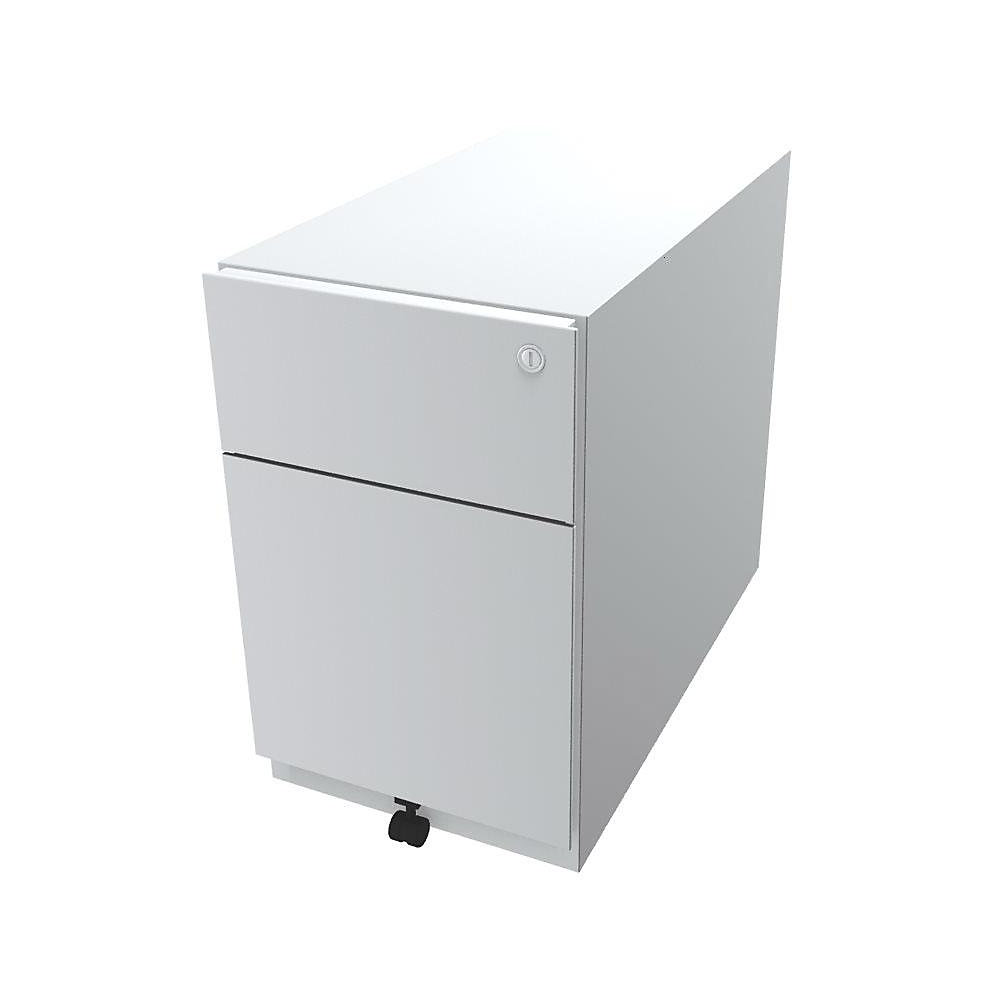 Bisley Verrijdbaar ladeblok Note™, met 1 hangmappenlade, 1 universele lade, h x b x d = 495 x 300 x 565 mm, met greeplijst, verkeerswit