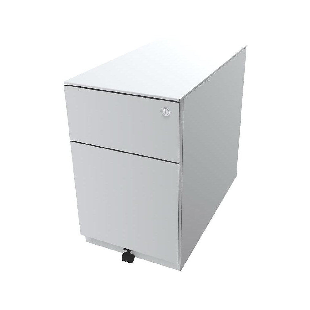 Bisley Verrijdbaar ladeblok Note™, met 1 hangmappenlade, 1 universele lade, h x b x d = 502 x 300 x 565 mm, met greeplijst en top, verkeerswit