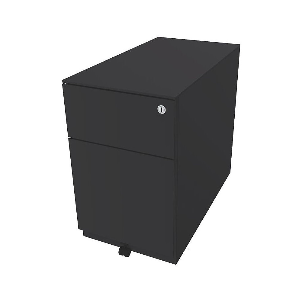 Bisley Verrijdbaar ladeblok Note™, met 1 hangmappenlade, 1 universele lade, h x b x d = 502 x 300 x 565 mm, met greeplijst en top, antracietgrijs