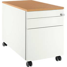 Schäfer Shop Select Schäfer Shop  Select Verrijdbaar ladeblok 126, 3 schuifladen, met greepuitsparing wit/blank aluminium/beukenpatroon