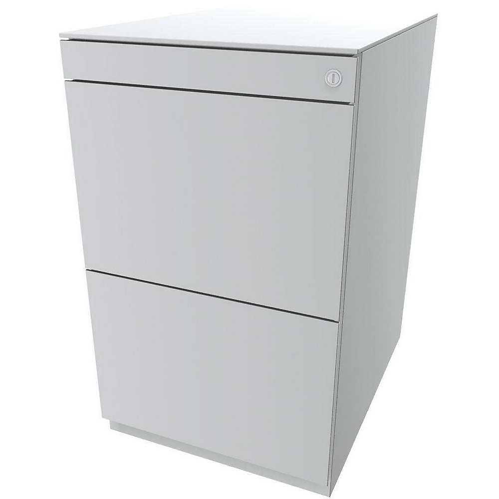Bisley Staand ladeblok Note™, met 2 hangmappenladen, hoogte 704 - 737 mm, met top, verkeerswit