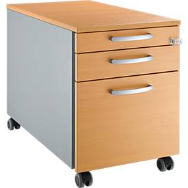 Schäfer Shop Genius Schäfer Shop  Genius Verrijdbaar ladeblok 126, met handgreep rond B 435 x H 577 mm, beukenpatroon/blank aluminium