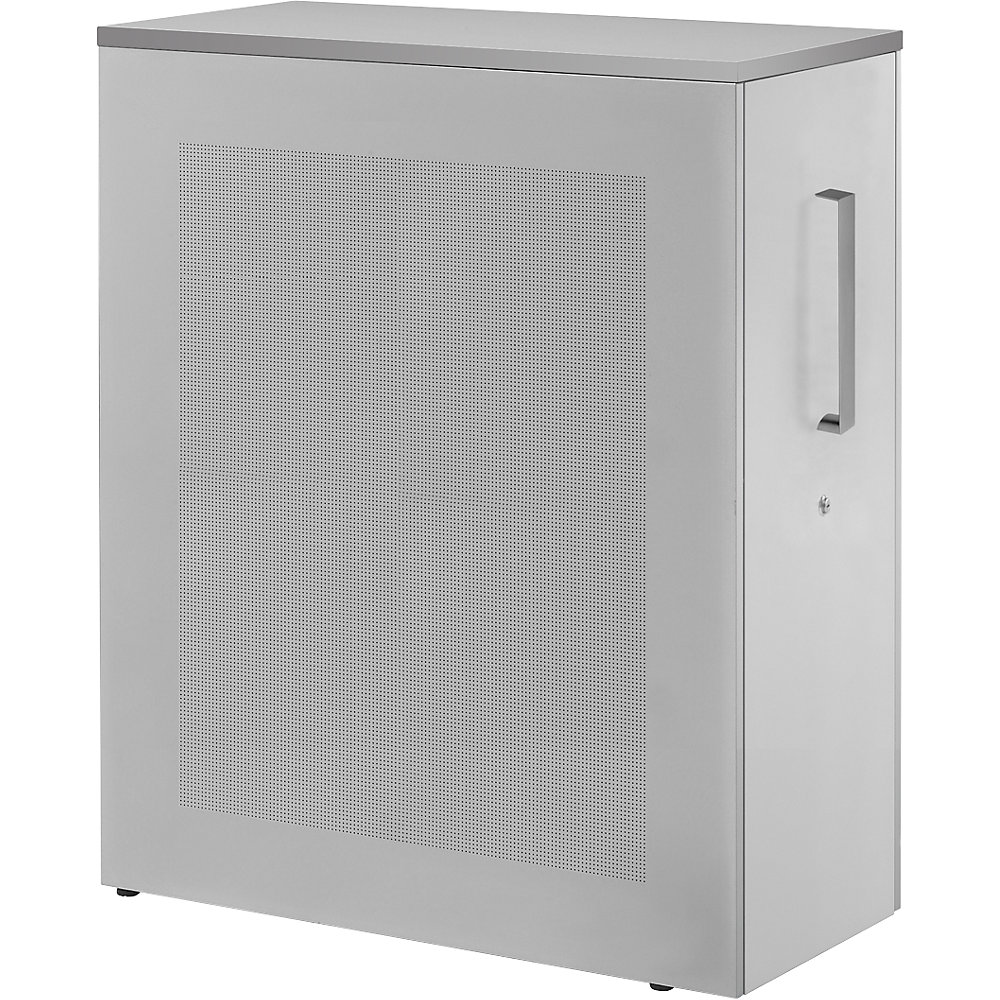 Mauser Hoge ladekast, balie-element rechts staand, hoogte 1250 mm, lichtgrijs
