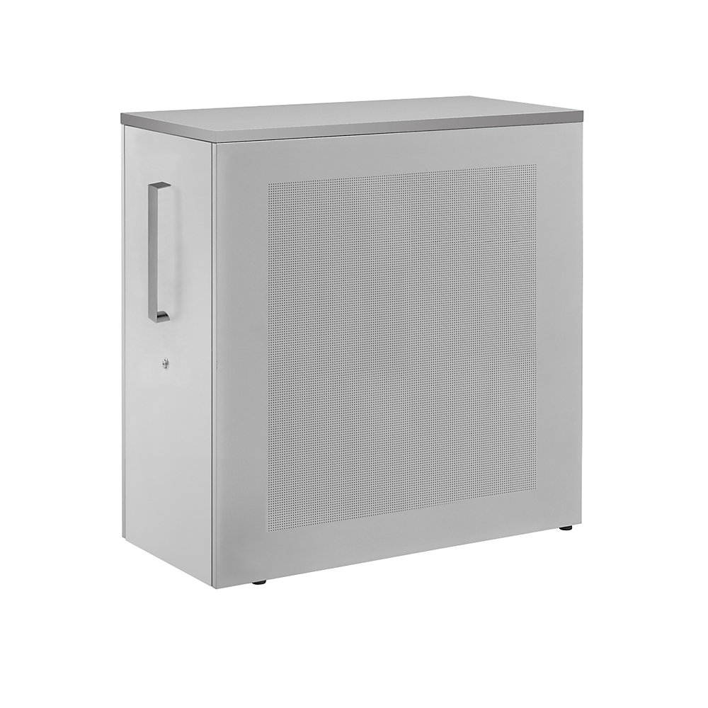 Mauser Hoge ladekast, balie-element links staand, hoogte 1025 mm, lichtgrijs