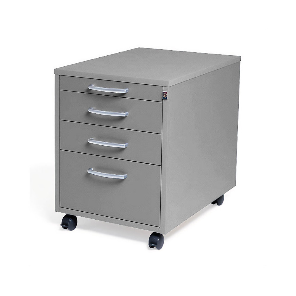 Verrijdbaar ladeblok Miami, 4 laden, h x b x d = 550 x 420 x 600 mm, lichtgrijs