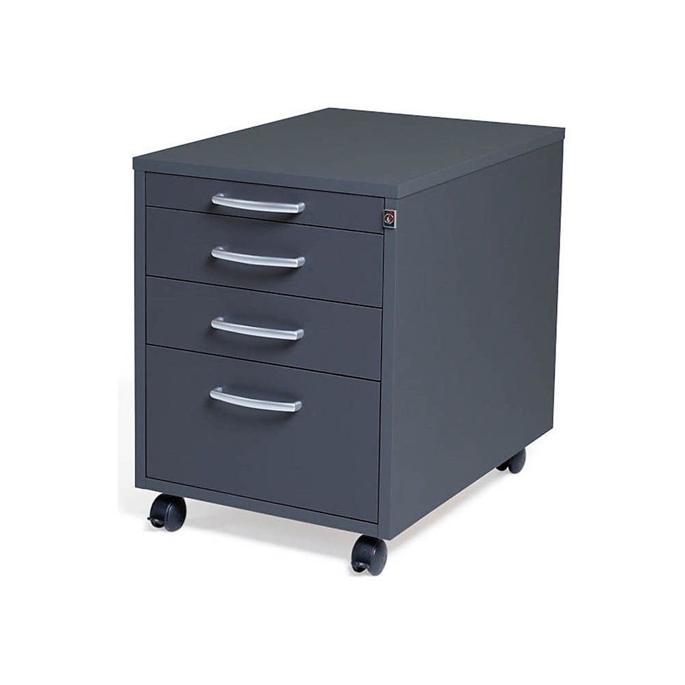 Verrijdbaar ladeblok Miami, 4 laden, h x b x d = 550 x 420 x 600 mm, donkergrijs