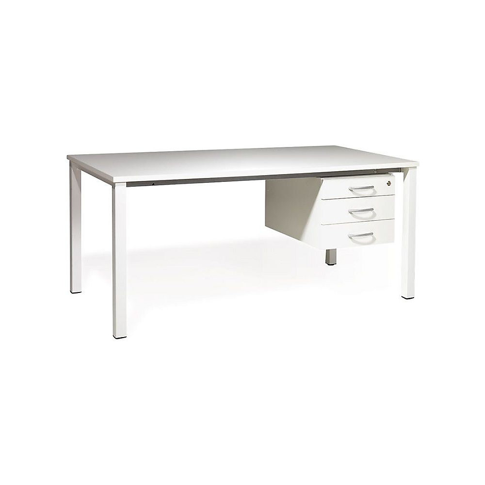Onderkast voor Desk Duo, b x d = 428 x 600 mm, wit geborsteld