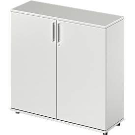Schäfer Shop Genius Draaideurkast TETRIS WOOD – B 1200 x D 421 x H 1160 mm (hoogte inclusief glijders) – 3 OH - lichtgrijs – ons merk 