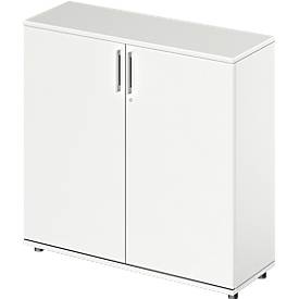 Schäfer Shop Genius Draaideurkast TETRIS WOOD – B 1200 x D 421 x H 1160 mm (hoogte inclusief glijders) – 3 OH - wit – ons merk 