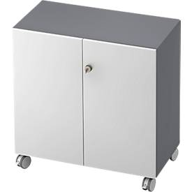 TOPAS LINE rolkast, 2 dossierhoogtes, afsluitbare deuren, grafiet/wit