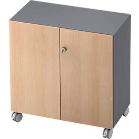 TOPAS LINE rolkast, 2 dossierhoogtes, afsluitbare deuren, grafiet/eiken decor