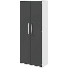 Archiefkast BARI, 6 ordnerhoogten, 5 legborden, slot, B 819 x D 430 x H 2174 mm, wit/antraciet