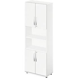 Schäfer Shop Select Schäfer Shop  Select Combikast LOGIN, boven- en onderaan 2 ordnerhoogten met deur, Midden archiefrek, B 800 x D 420 x H 2196 mm, wit/wit