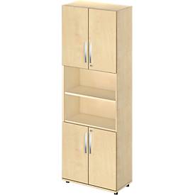 Schäfer Shop Select Schäfer Shop  Select Combikast LOGIN, boven- en onderaan 2 ordnerhoogten met deur, Midden archiefrek, B 800 x D 420 x H 2196 mm, esdoornpatroon/esdoornpatroon