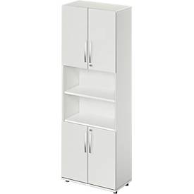 Schäfer Shop Select Schäfer Shop  Select Combikast LOGIN, boven- en onderaan 2 ordnerhoogten met deur, Midden archiefrek, B 800 x D 420 x H 2196 mm, lichtgrijs/lichtgrijs