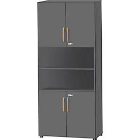 Schäfer Shop Select combinatiekast Start Off Wood, 6 OH, afsluitbaar, B 800 x D 420 x H 2240 mm, hout, grafiet