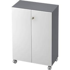 TOPAS LINE rolkast, 3 dossierhoogtes, afsluitbare deuren, grafiet/wit