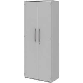 Archiefkast BARI, 6 ordnerhoogten, 5 legborden, slot, B 819 x D 430 x H 2174 mm, lichtgrijs
