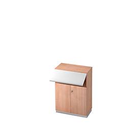 Archiefkast met veiligheidsklep, 3 ordnerhoogten, B 800 x D 420 mm, notenhoutpatroon