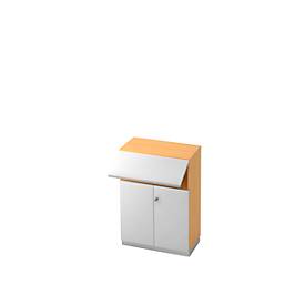 Archiefkast met veiligheidsklep, 3 ordnerhoogten, B 800 x D 420 mm, beukenpatroon/zilver
