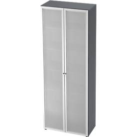 Glasdeurkast TOPAS LINE, 6 dossierhoogtes, B 800 mm, grafiet