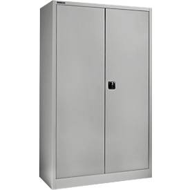 Schäfer Shop Pure universele kast, 5 OH, 4 legborden, afsluitbaar, B 1200 x D 400 x H 1935 mm, staal, alu wit 9006/wit RAL 9006