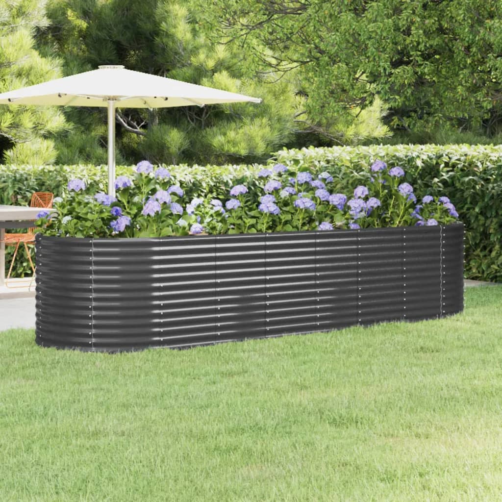 VidaXL Plantenbak 322x100x68 cm gepoedercoat staal antracietkleurig