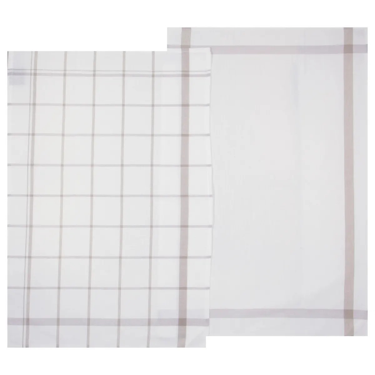 Atmosphera Theedoek Traditioneel - set van 2x stuks - grijs/wit- motief - katoen - 70 x 45 cm -