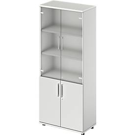Schäfer Shop Genius combikast TETRIS WOOD, 5 OH, H 1910 mm glas- en draaideuren, hoogte incl. glijders, lichtgrijs