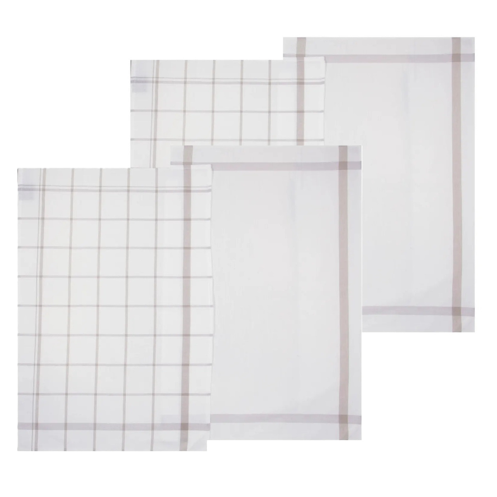 5five Theedoek Traditioneel - set van 4x stuks - grijs/wit- motief - katoen - 70 x 45 cm -