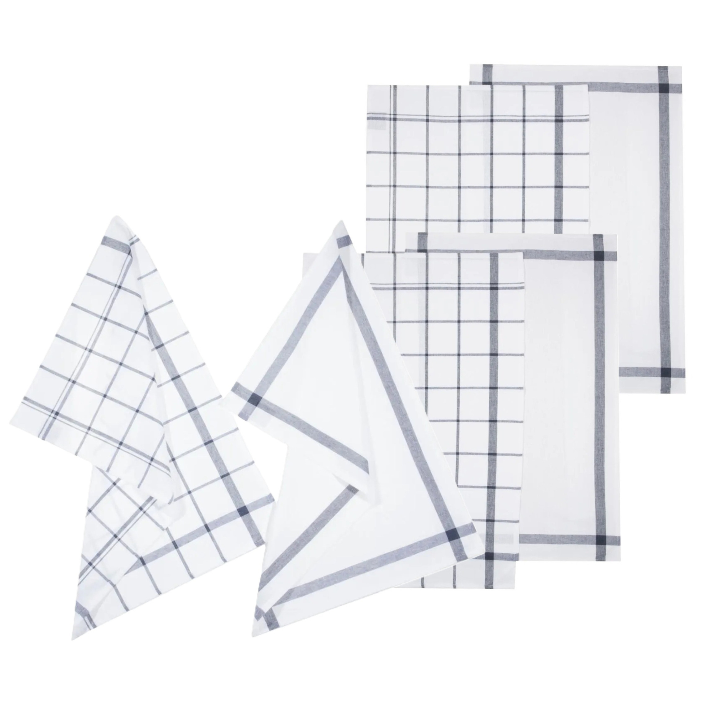 5five Theedoek Traditioneel - set van 6x stuks - blauw/wit- motief - katoen - 70 x 45 cm -