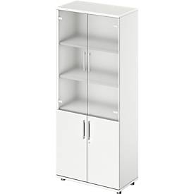 Schäfer Shop Genius combikast TETRIS WOOD, 5 OH, H 1910 mm glas- en draaideuren, hoogte incl. glijders, wit