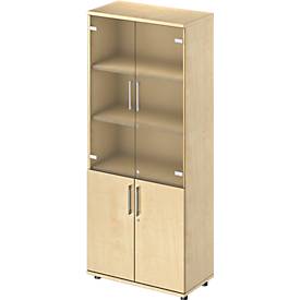 Schäfer Shop Genius combikast TETRIS WOOD, 5 OH, H 1910 mm glas- en draaideuren, hoogte incl. glijders, ahorn afwerking