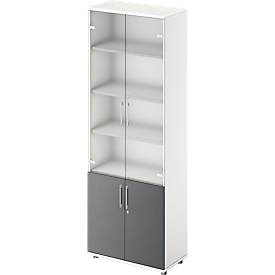 Schäfer Shop Genius combikast TETRIS WOOD, 6 OH, H 2270 mm glas- en draaideuren, hoogte incl. glijders, wit/grafiet