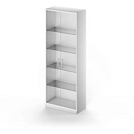 Schäfer Shop Genius Kast met glazen deuren TETRIS SOLID, stalen romp, 5 ordnerhoogten, b 800 mm, blank aluminium