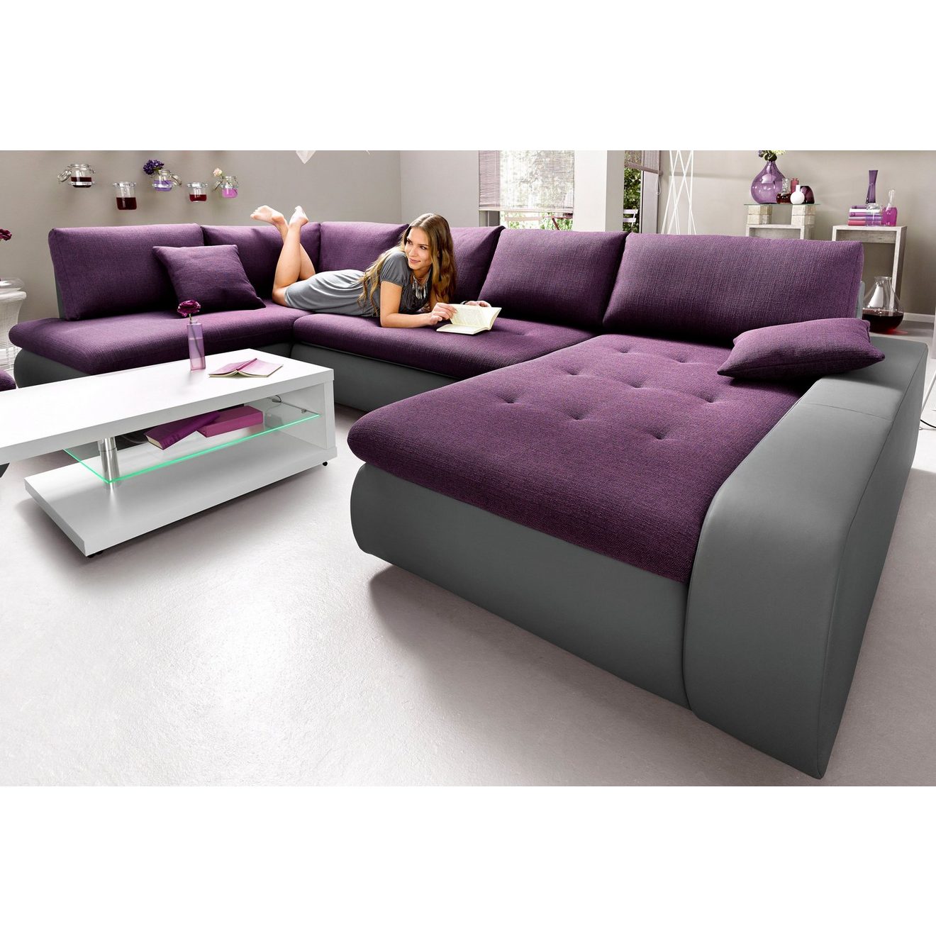 TRENDMANUFAKTUR Zithoek Indie, geweldig zitcomfort, uitgebreide detailafwerking, U-vorm