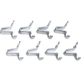 Legborddragers voor Schäfer Shop Select materiaalkasten serie MS met 25 mm rastermaat, B 13 x D 28 x H 34 mm, staal verzinkt, 8 stuks