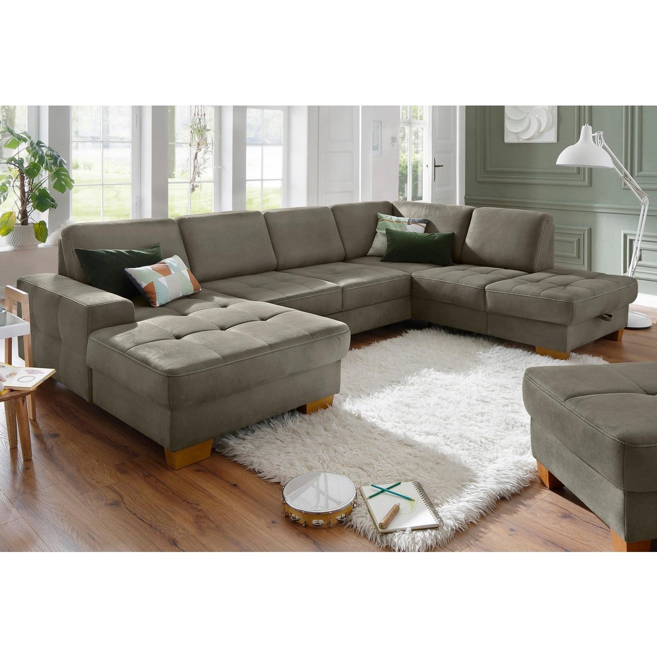 Home affaire Zithoek Puccini U-vorm met binnenvering, zitdiepteverstelling, contrastnaad