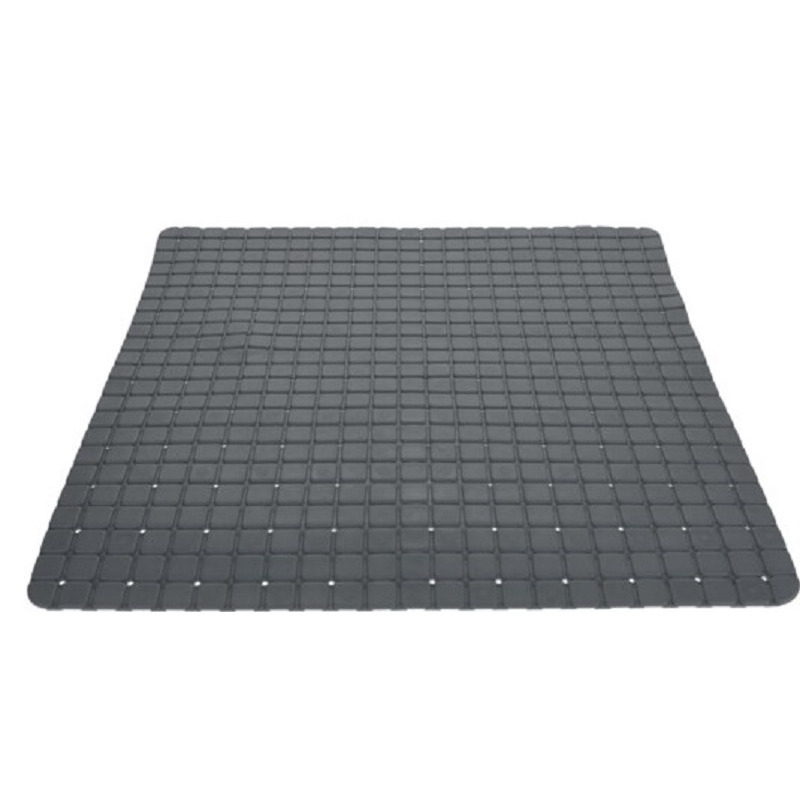 Merkloos Anti-slip badmat antraciet grijs 55 x 55 cm vierkant -