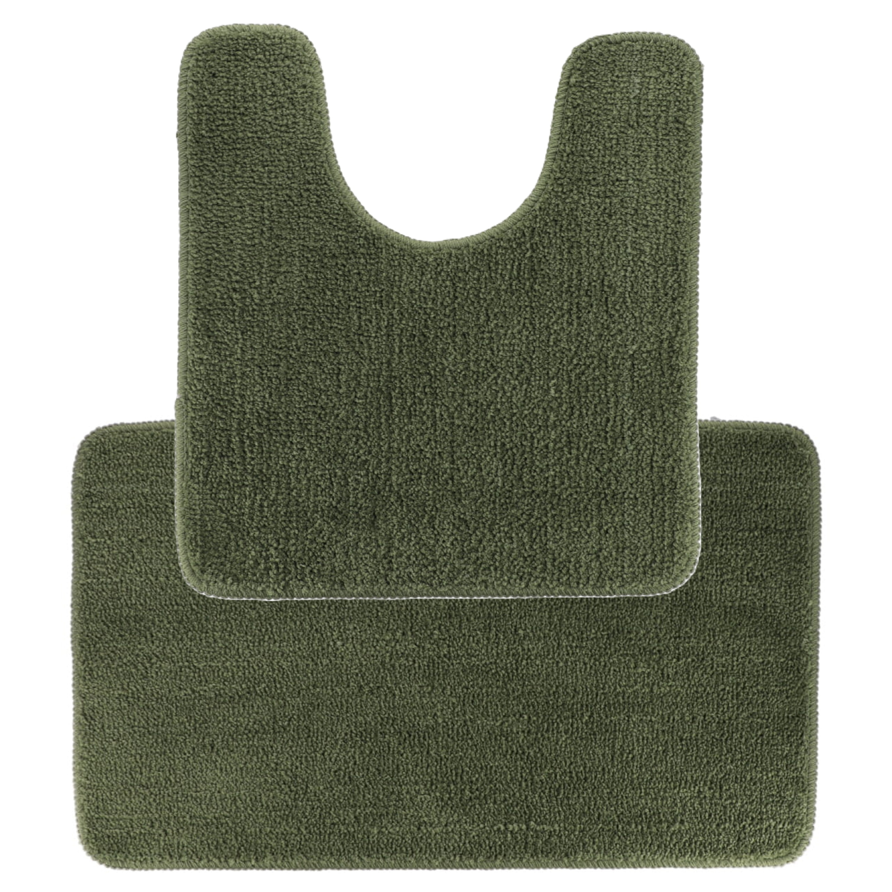 Tendance Badkamer Matten set Aquarius - olijfgroen - toilet en bad mat - hoogpolig - microfiber -