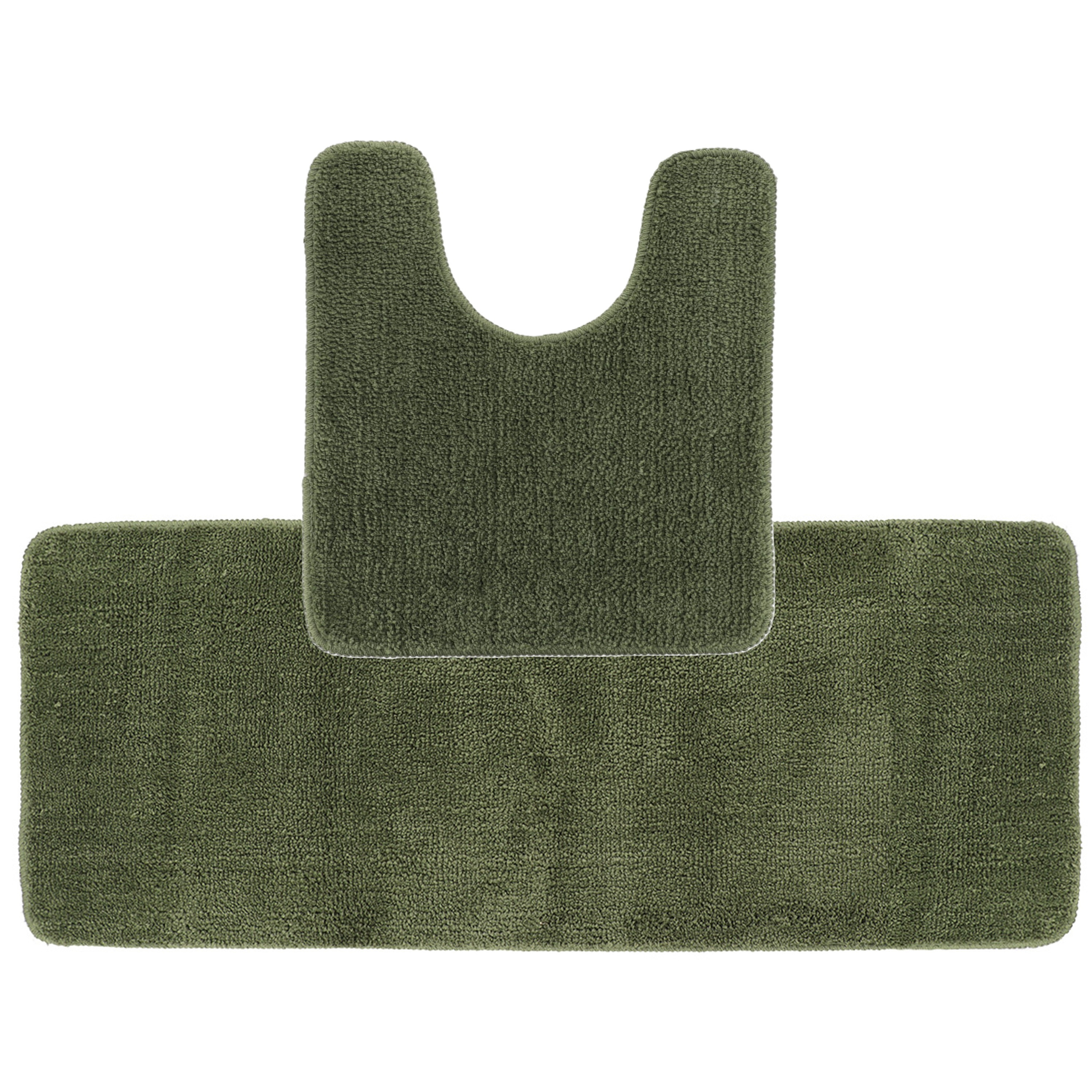 Tendance Badkamer Matten set Aquarius - olijfgroen - extra lang - hoogpolig - microfiber -