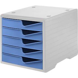 Styro Ladebox  swing, 5 laden, uittrekstop & verzonken greep, stapelbaar, B 270 x D 340 x H 255 mm, polystyreen, grijs-korenbloemig