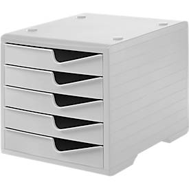 Styro Ladebox  swing, 5 laden, uittrekstop & verzonken greep, stapelbaar, B 270 x D 340 x H 255 mm, polystyreen, grijs-grijs