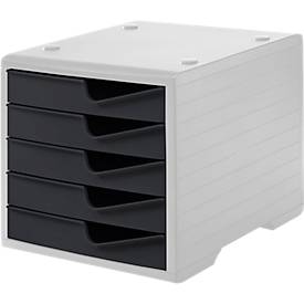 Styro Ladebox  swing, 5 laden, uittrekstop & verzonken greep, stapelbaar, B 270 x D 340 x H 255 mm, polystyreen, grijs-antraciet
