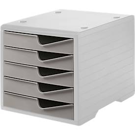 Styro Ladebox  swing, 5 laden, uittrekstop & verzonken greep, stapelbaar, B 270 x D 340 x H 255 mm, polystyreen, grijs-taupe