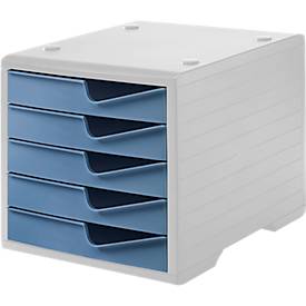 Styro Ladebox  swing, 5 laden, uittrekstop & verzonken greep, stapelbaar, B 270 x D 340 x H 255 mm, polystyreen, grijs duifblauw