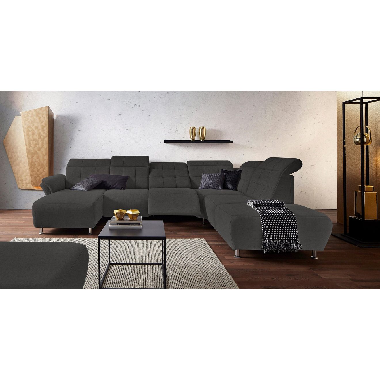 Places of Style Zithoek Manhattan U-vorm bank met elektrische relaxfunctie, verstelbare armleuningen