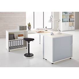 Schäfer Shop Select Dwarsrolluikkast, hout, 2 legplanken, B 800 mm x D 421 x H 750 mm, wit, wit.