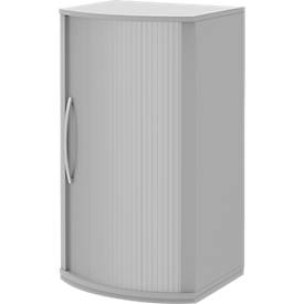 Roldeurkast BARI, 3 ordnerhoogten, 2 legborden, greep links, B 600 x D 530/430 x H 1117 mm, lichtgrijs