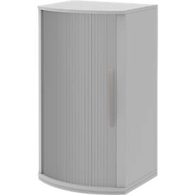 Roldeurkast BARI, 3 ordnerhoogten, 2 legborden, greep rechts, B 600 x D 530/430 x H 1117 mm, lichtgrijs